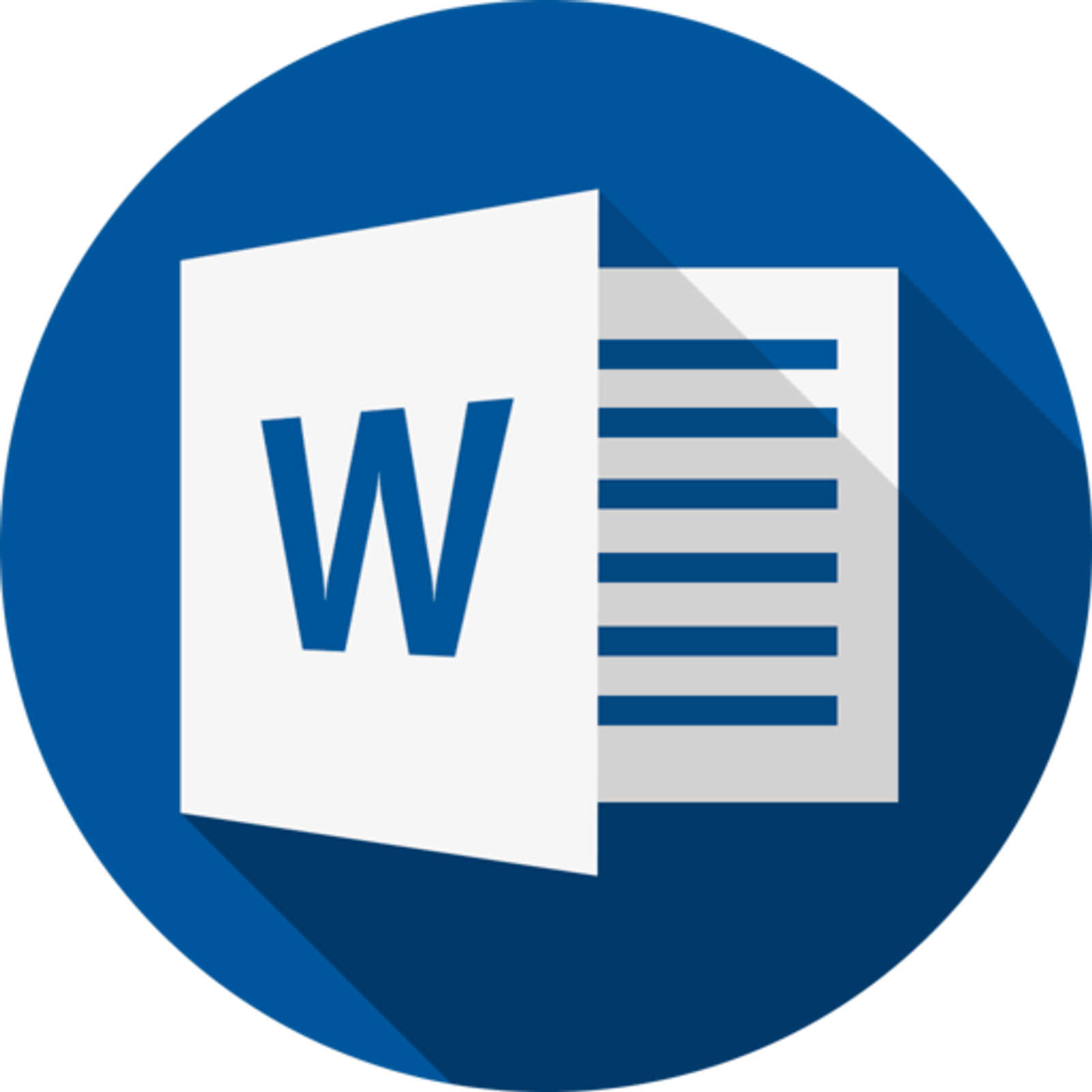 Microsoft Word application icon showing a white document with blue "W" letter and horizontal lines representing text on a blue circular background.