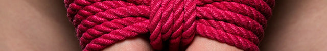 Double column tie binding two wrists with red rope